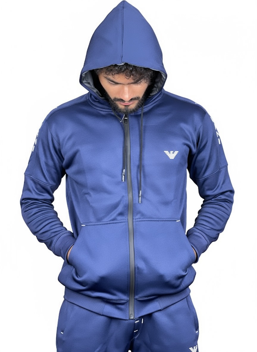 Blue track suit